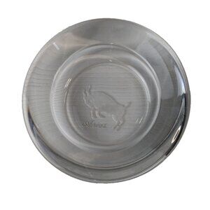 Vintage 70s Viking Aries etched clear Glass Trinket tray/Dish zodiac sign MCM